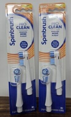 Spinbrush Pro Clean Replacement Heads Soft Bristles 2 Count (Pack of 2) NEW